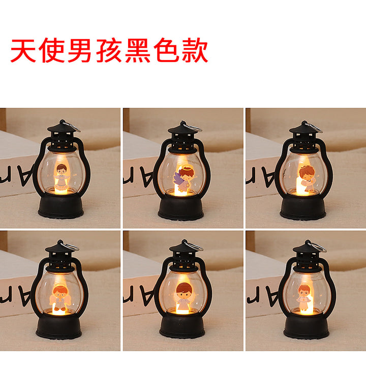 复古迷你小马灯led电子手提蜡烛灯装饰氛围道具灯生日礼物小摆件