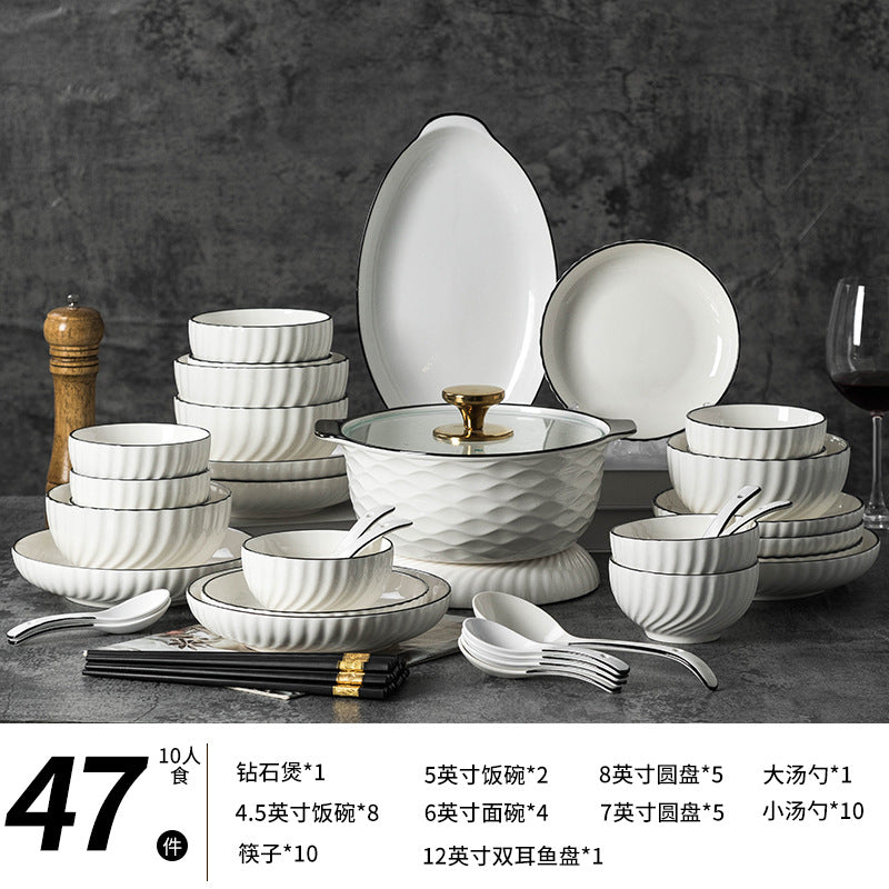 Round Ceramic Bowl & Plate Dinnerware Set – Simple High-End 2026 Tableware