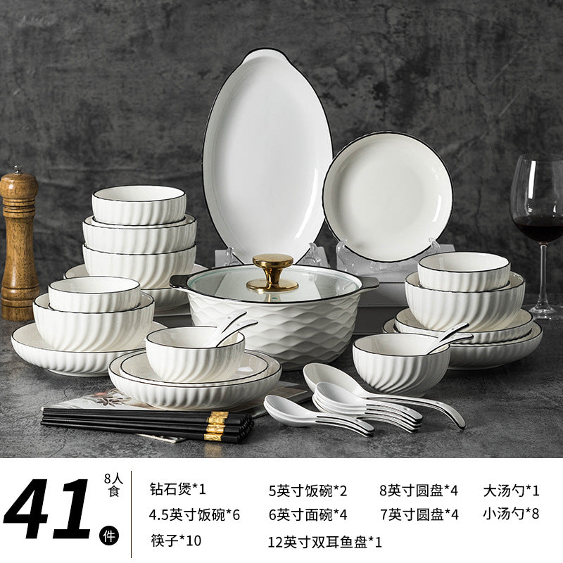 Round Ceramic Bowl & Plate Dinnerware Set – Simple High-End Tableware