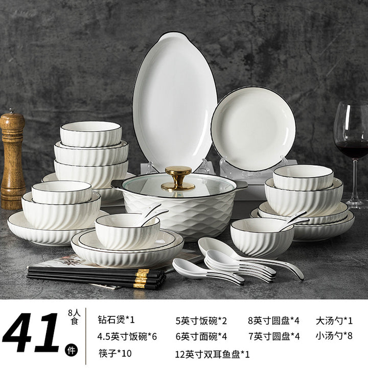 Round Ceramic Bowl & Plate Dinnerware Set – Simple High-End Tableware