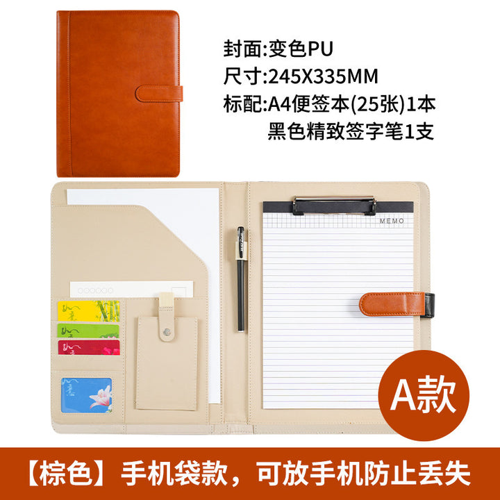 A 4 Multi-Function Leather Portfolio Folder – Business Manager Binder with Calculator