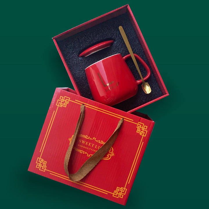 新年55度恒温杯礼盒套装暖暖陶瓷杯马克杯印制LOGO开业活动年会礼