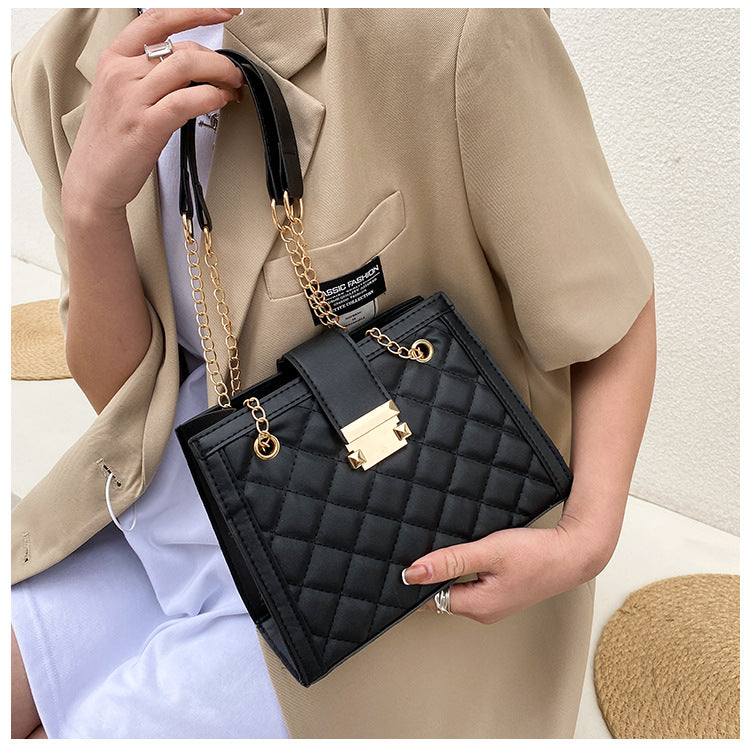 包包女2023新款潮流时尚handbags菱格链条单肩包休闲韩版斜挎女包