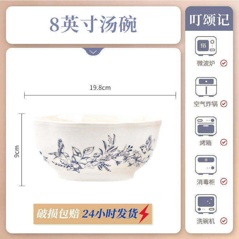 KANGMO Underglaze Ceramic Bowl Set - Premium Unique Light Luxury Tableware