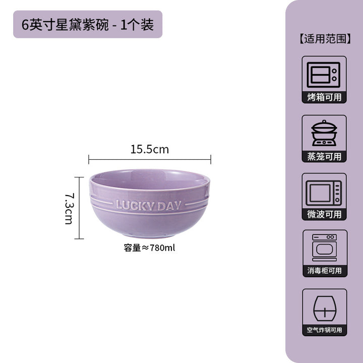 新款高级感紫色釉下彩碗碟套装家用高颜值陶瓷碗盘子乔迁陶瓷餐具