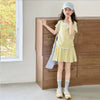 女童套装夏季2025新款字母假两件小衫短裙套装中大童洋气休闲套装