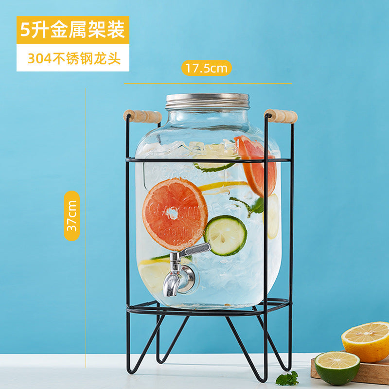 网红可乐酒炮 玻璃果汁鼎果汁罐 大容量饮料桶梅森罐酿酒瓶酵素桶