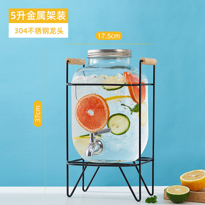 网红可乐酒炮 玻璃果汁鼎果汁罐 大容量饮料桶梅森罐酿酒瓶酵素桶