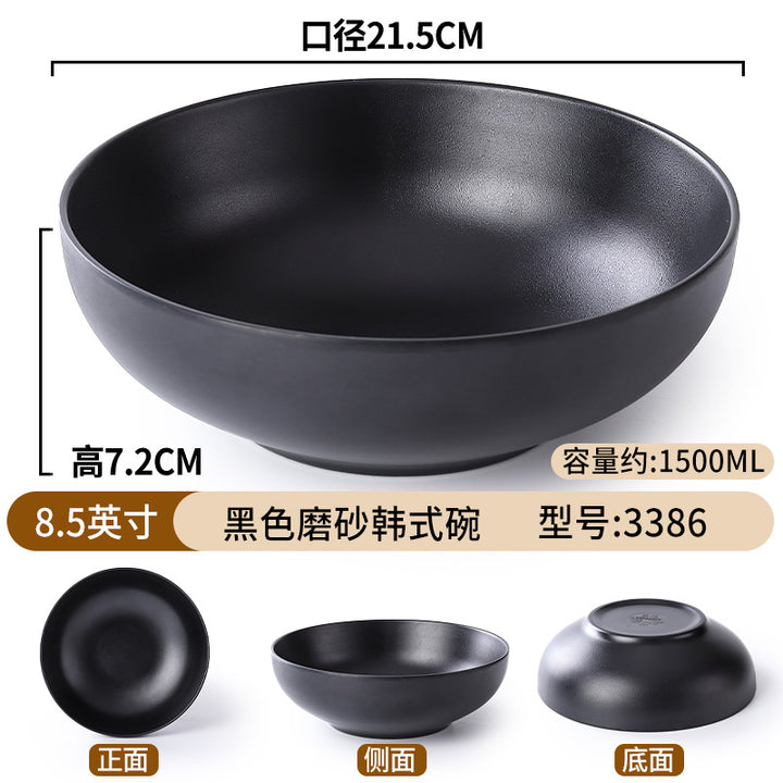 密胺面碗餐具店用黑色仿瓷塑料拉面馆汤饭碗盘家用商用斗笠碗批发