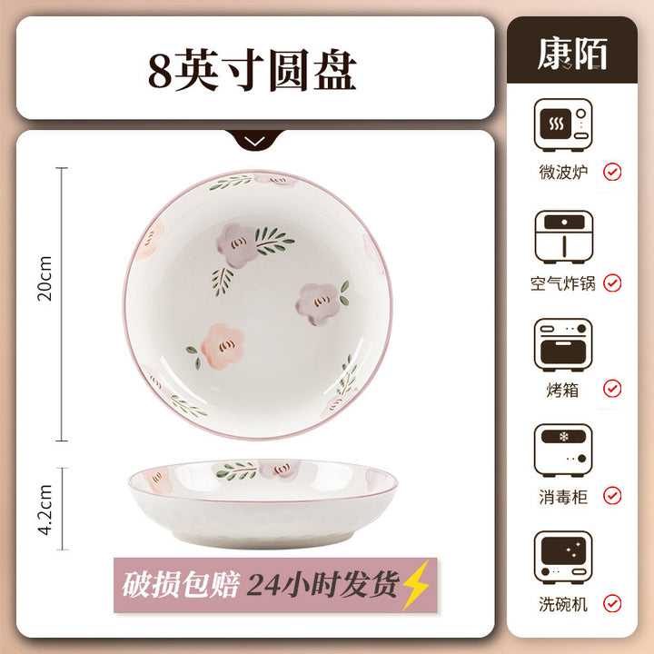 Thick Bowl & Plate Home Premium Design Underglaze Ceramic Tableware Wholesale Cute Women