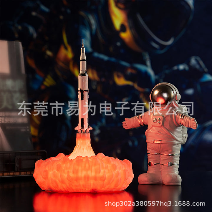 temu爆款3D打印火龙灯火箭灯创意装饰摆件台灯儿童礼品led小夜灯