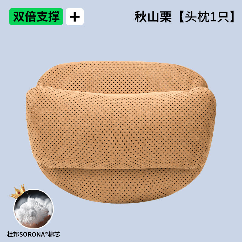 跨境爆款汽车头枕高级感打孔透气杜邦棉护颈枕车用座椅护腰靠垫枕