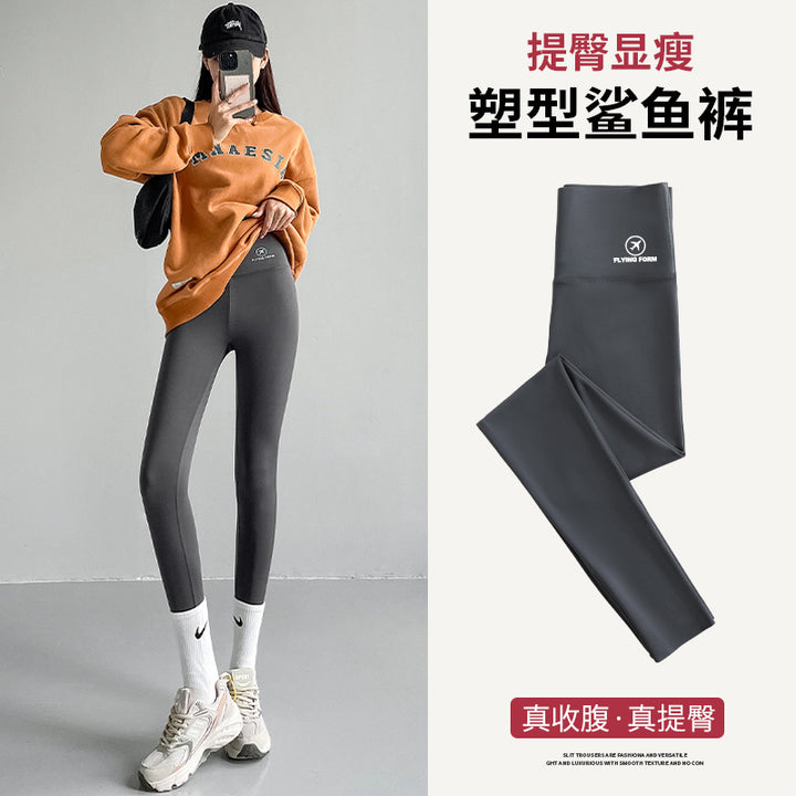 春秋女外穿瘦腿强压收腹提臀外穿瑜伽女鲨鱼皮飞机打底裤芭比裤子