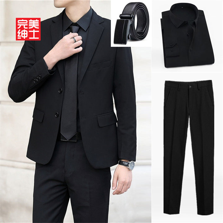 春秋季青年商务西服套装男士西装西裤三件套婚庆礼服新郎伴郎团体