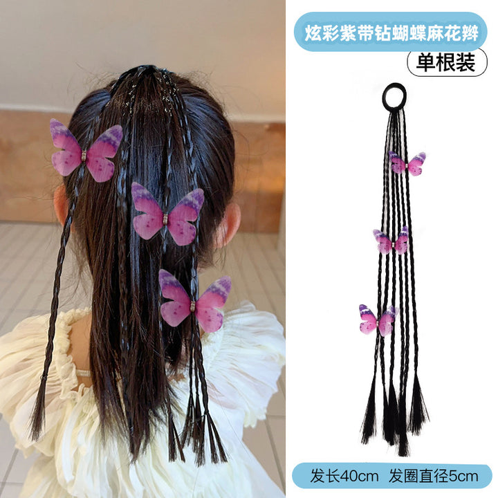 假发辫子儿童头饰拳击辫彩色发绳甜酷女扎马尾头绳橡皮筋发饰批发