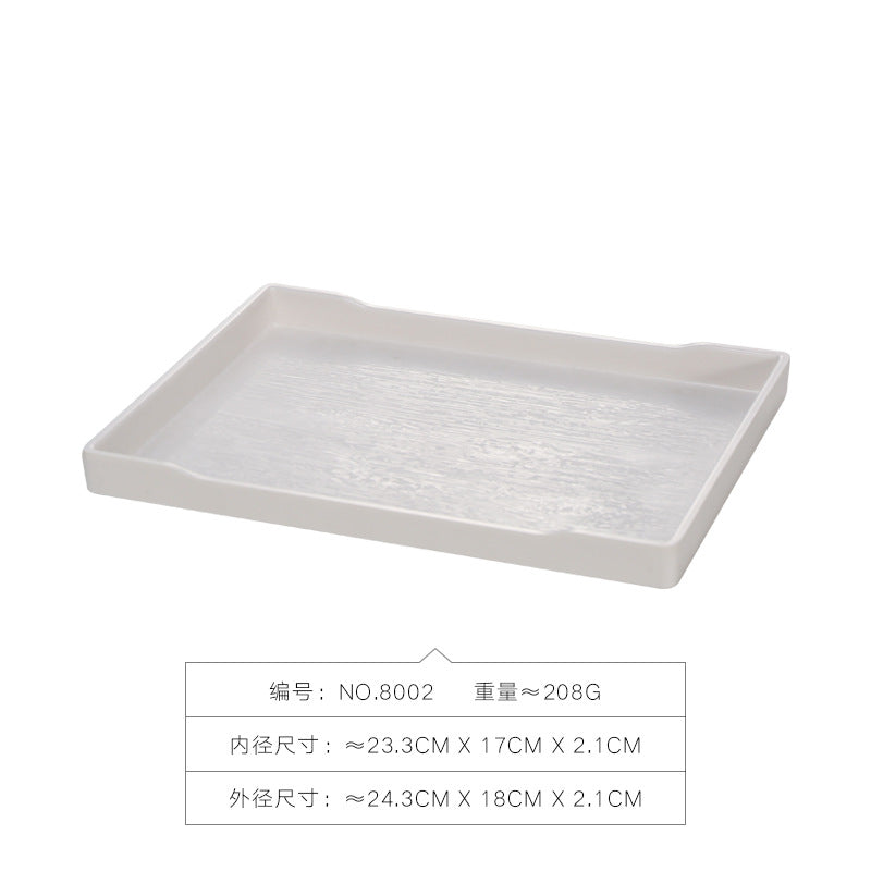 密胺托盘仿木纹餐饮餐具商用塑料端茶盘长方形食品级餐具套装特大