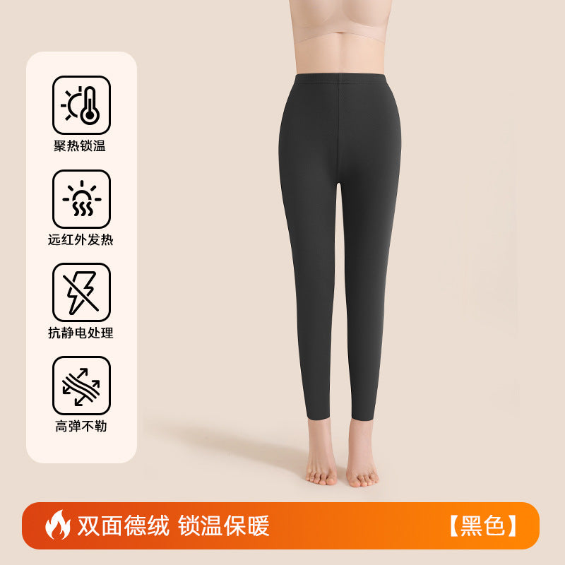 绵羊毛保暖裤女士加绒秋冬高级感蚕丝秋裤德绒高腰打底裤大码高端
