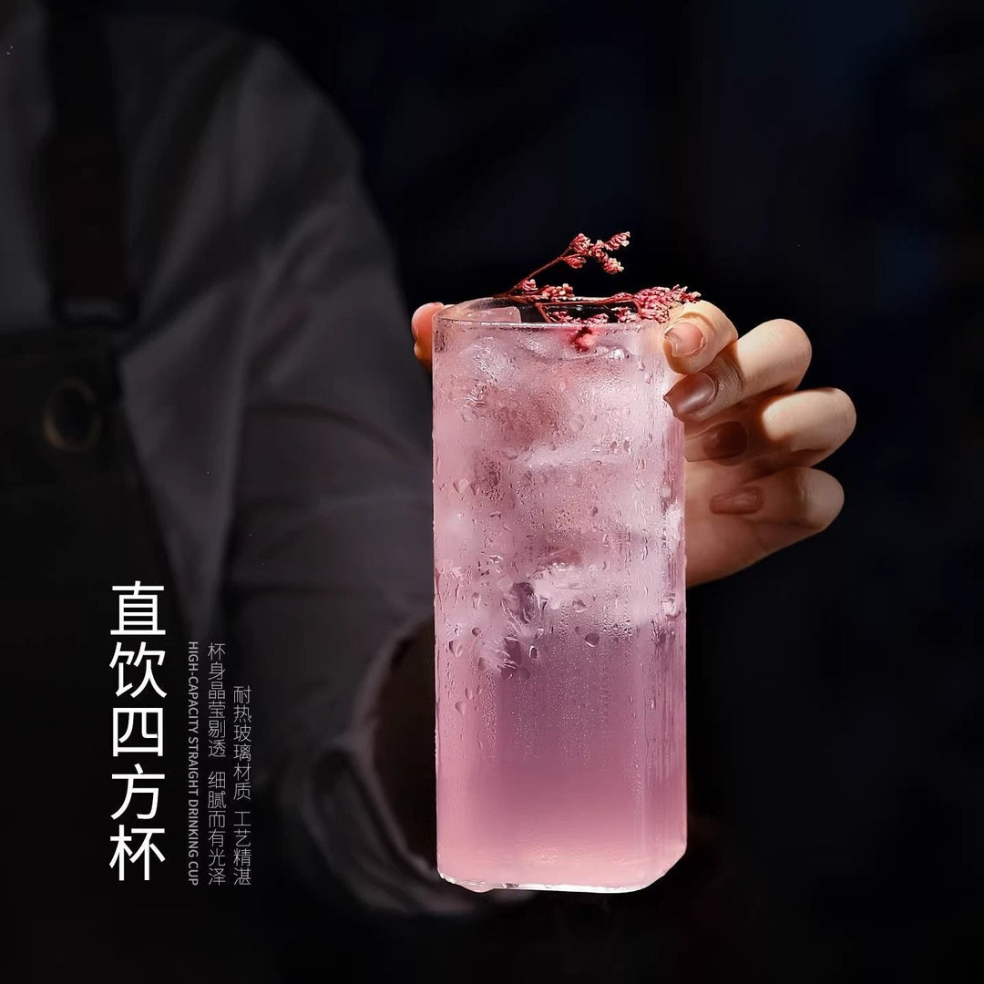 加长四方杯日式直身杯创意气泡水杯调酒杯透明玻璃柯林杯鸡尾酒杯