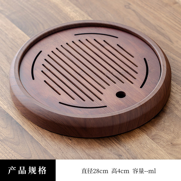 简约茶盘日式家用小竹托盘功夫茶具套装圆形简约干泡盘迷你小茶台
