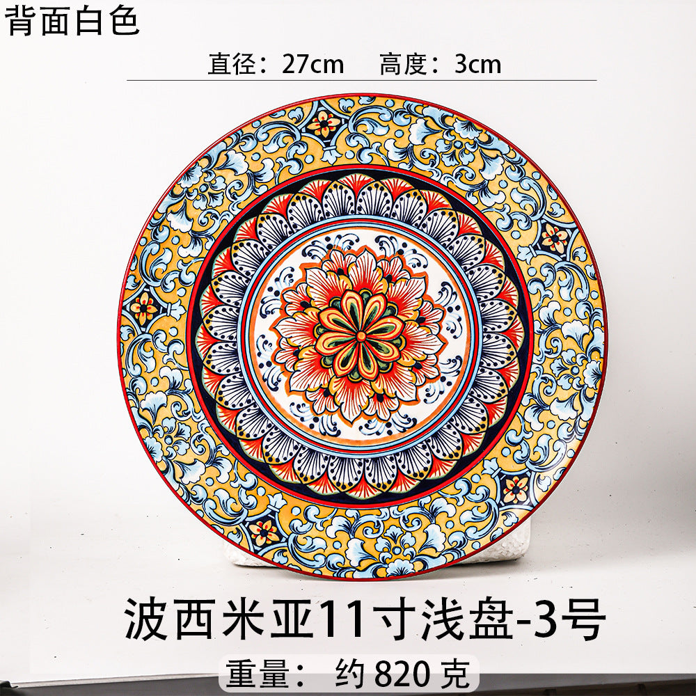 波西米亚风餐具瓷碗拉面碗瓷器燕麦碗沙拉碗6寸汤碗陶瓷餐厨饮具