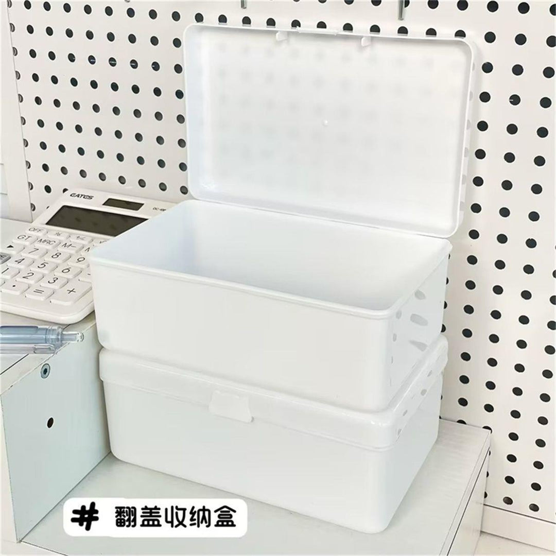 平价奶白包装盒收纳盒翻盖桌面收纳盒学生发饰首饰盒子收纳储物箱