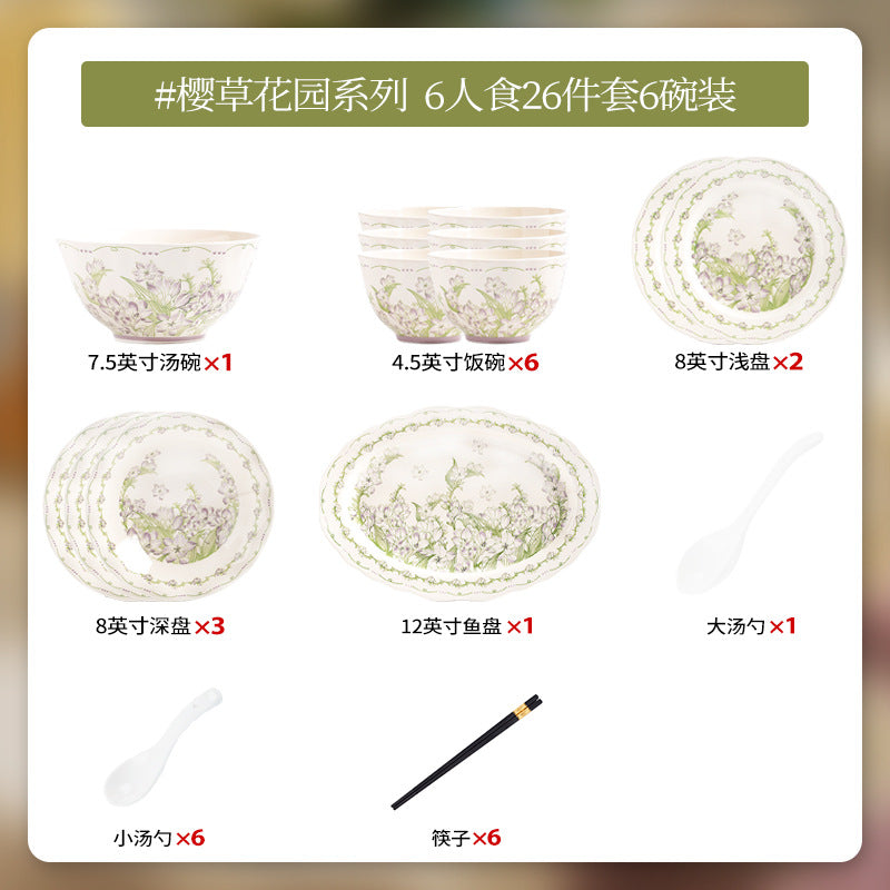 KANGMO Underglaze Color Dinner Set - Rustic Newlywed Tableware Housewarming Gift