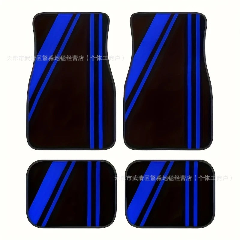 代发TEMU简约线条汽车脚垫车内防尘垫子四件套耐磨易打理汽车地垫