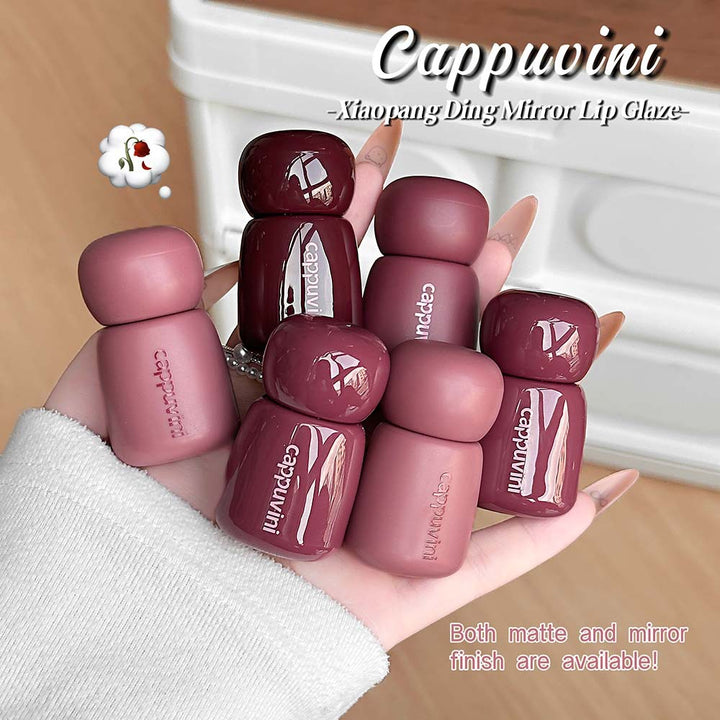 跨境CAPPUVINI小胖丁唇釉 丝滑细腻伪素颜哑光镜面两款平价彩妆品