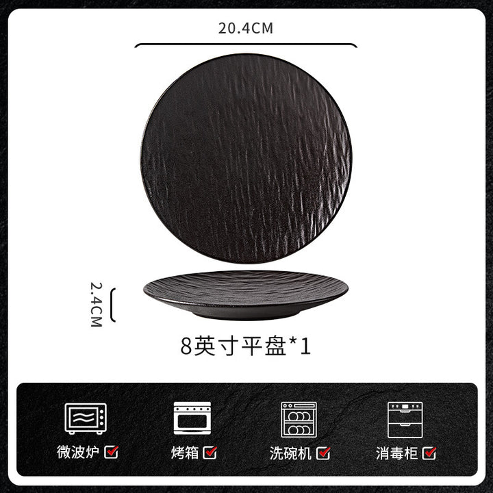 创意黑白陶瓷碗家用高级感餐厅酒店批发陶瓷餐具米饭碗碗碟套装