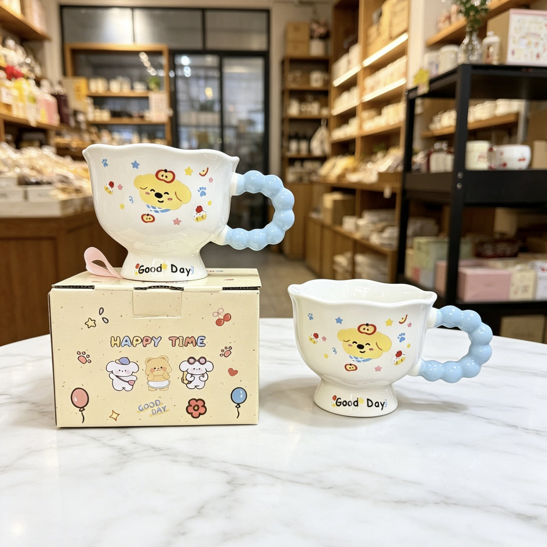动物苹果高颜值吸管杯马克杯陶瓷杯子水杯盖勺可爱礼盒生日创意物