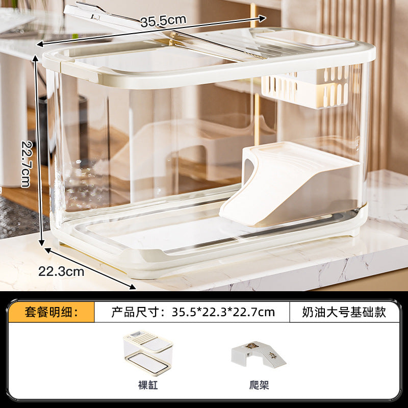 严选轻奢鱼缸家用高级带盖透明客厅造景生态缸玄关装饰塑料水族箱