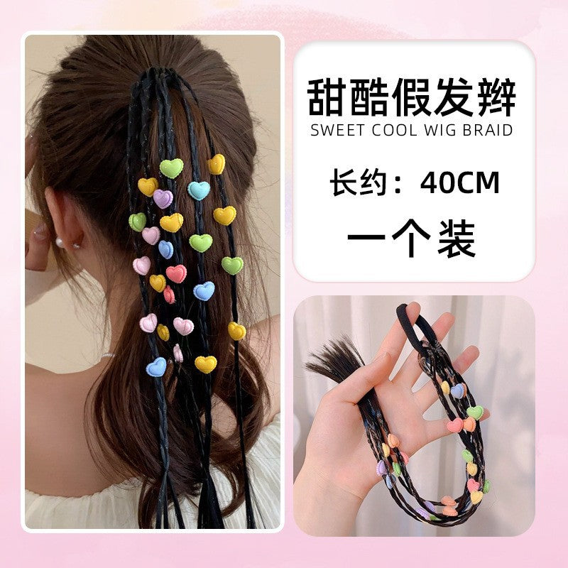 假发辫子儿童头饰拳击辫彩色发绳甜酷女扎马尾头绳橡皮筋发饰批发
