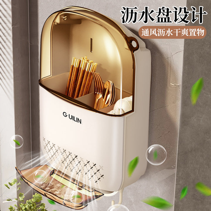 新款筷子收纳盒壁挂式家用筷子筒厨房快子勺子置物架高档筷篓筷笼