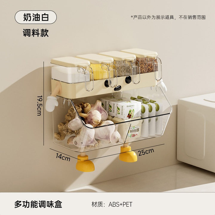 调料盒组合套装家用厨房用品盐糖味精四格收纳一体多格轻奢调味罐