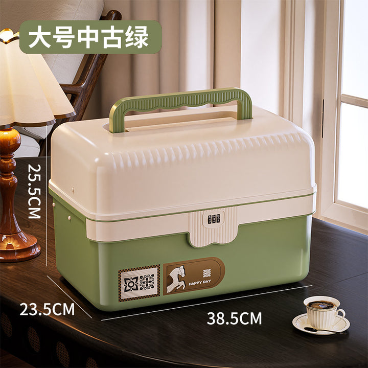 带锁收纳箱家用密码箱贵重物储物箱车载手提隐私文件证件收纳盒