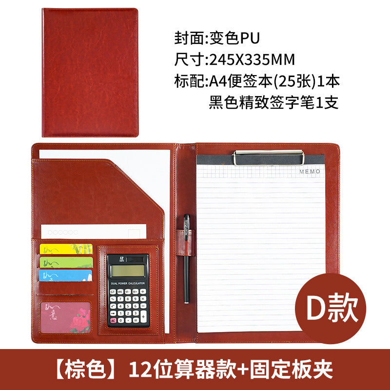 A 4 Multi-Function Leather Portfolio Folder – Business Manager Binder with Calculator