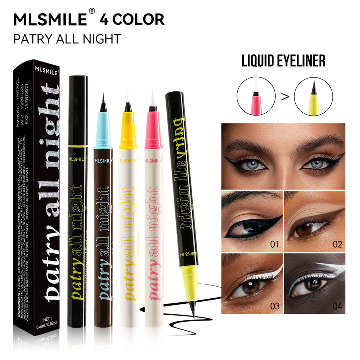 MLSMILE跨境专供防水眼线笔黑白银色速干不晕染眼线液笔外贸彩妆