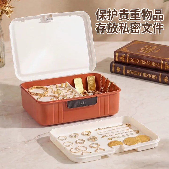 密码收纳箱贵重物品塑料储物箱桌面文件带锁收纳盒车载家用整理箱