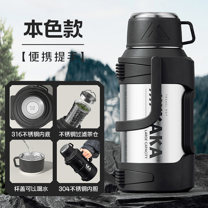 316不锈钢保温水壶大容量5升大升量茶水分离热水瓶户外旅行壶批发