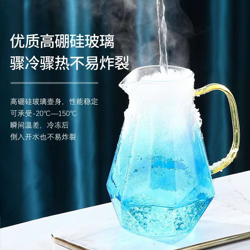 耐高温凉水壶家用大容量耐热冷水玻璃瓶水杯套装轻奢玻璃水泡茶壶