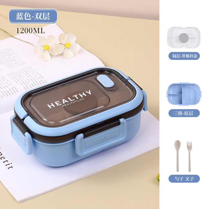 学生塑料分格饭盒 上班族午餐便当盒便携旅游水果沙拉盒打包餐盒