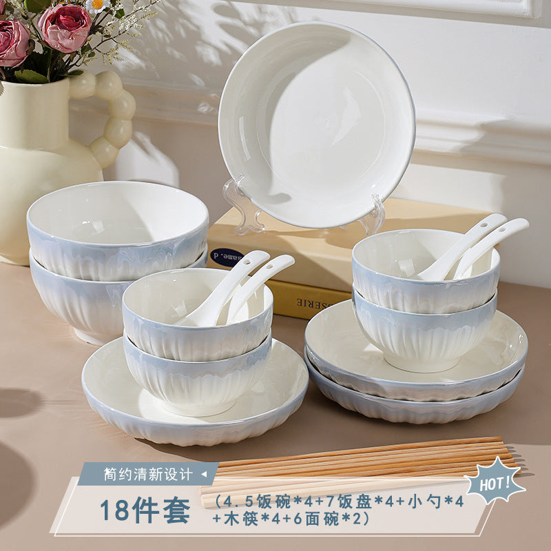 洛可可高颜值餐盘陶瓷盘子家用碗碟套装高级感高温烤花碟子菜盘