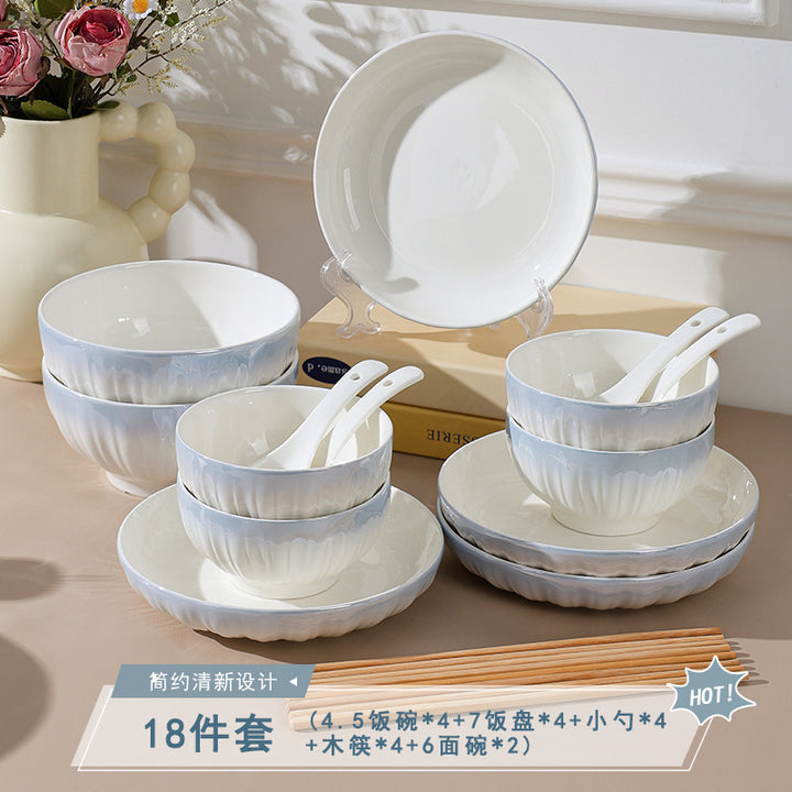 洛可可高颜值餐盘陶瓷盘子家用碗碟套装高级感高温烤花碟子菜盘