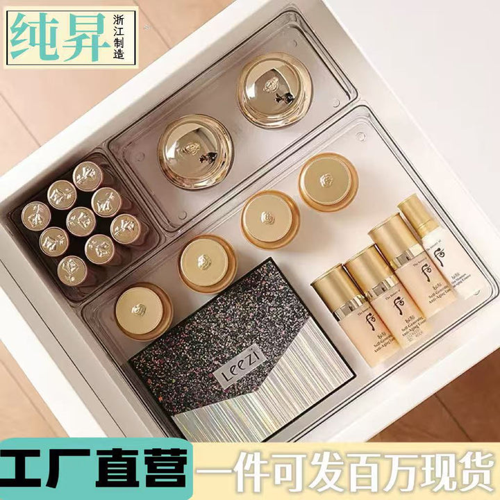 简约透色抽屉收纳盒跨境分隔家用杂物收纳整理桌面置物多功能塑料