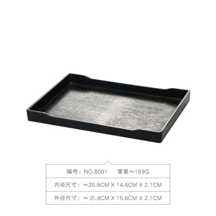 密胺托盘仿木纹餐饮餐具商用塑料端茶盘长方形食品级餐具套装特大