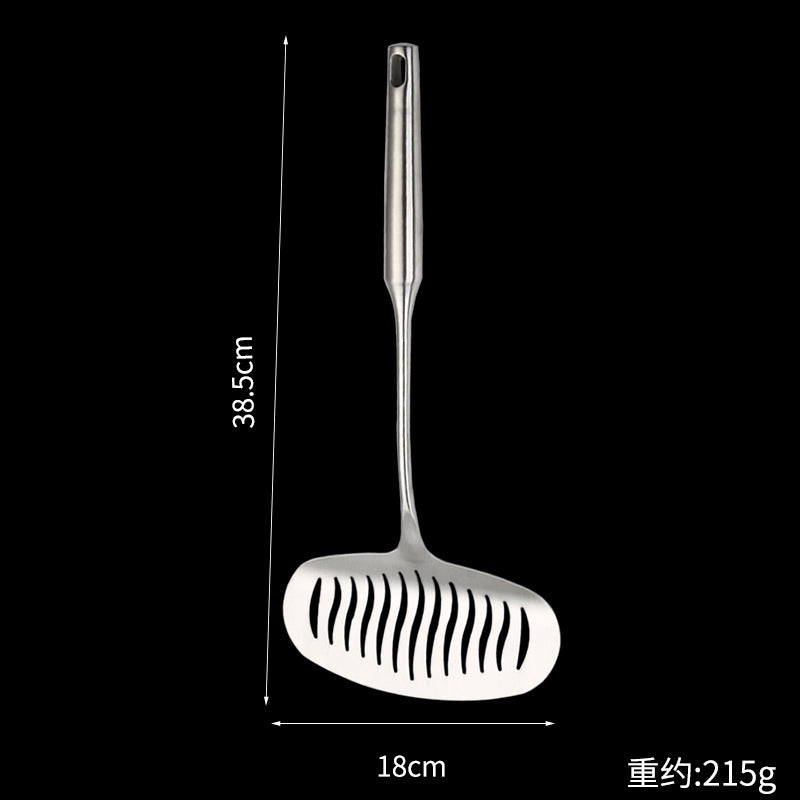 304厨房用具不锈钢铲子 加宽长柄翻鱼铲 家用煎牛排煎鱼沥油漏铲