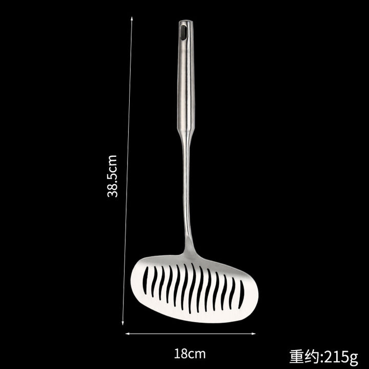 304厨房用具不锈钢铲子 加宽长柄翻鱼铲 家用煎牛排煎鱼沥油漏铲