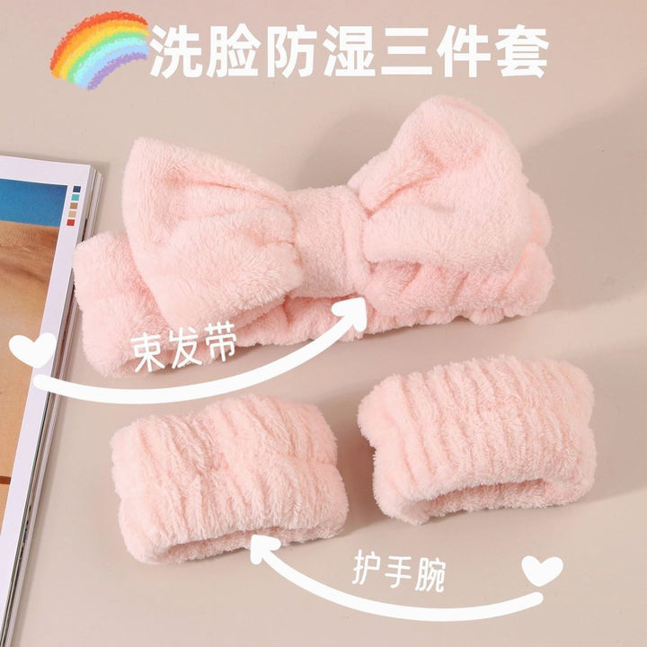 欧美跨境蝴蝶结时尚束发带手腕带套装洗脸运动瑜伽化妆头带发饰女