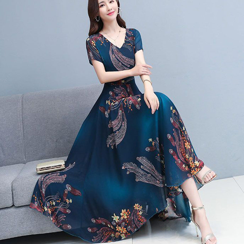 Korean Style Elegant Age-Reducing Mid-Length Dress – 2026 Summer Versatile Short Sleeve Women's Dress