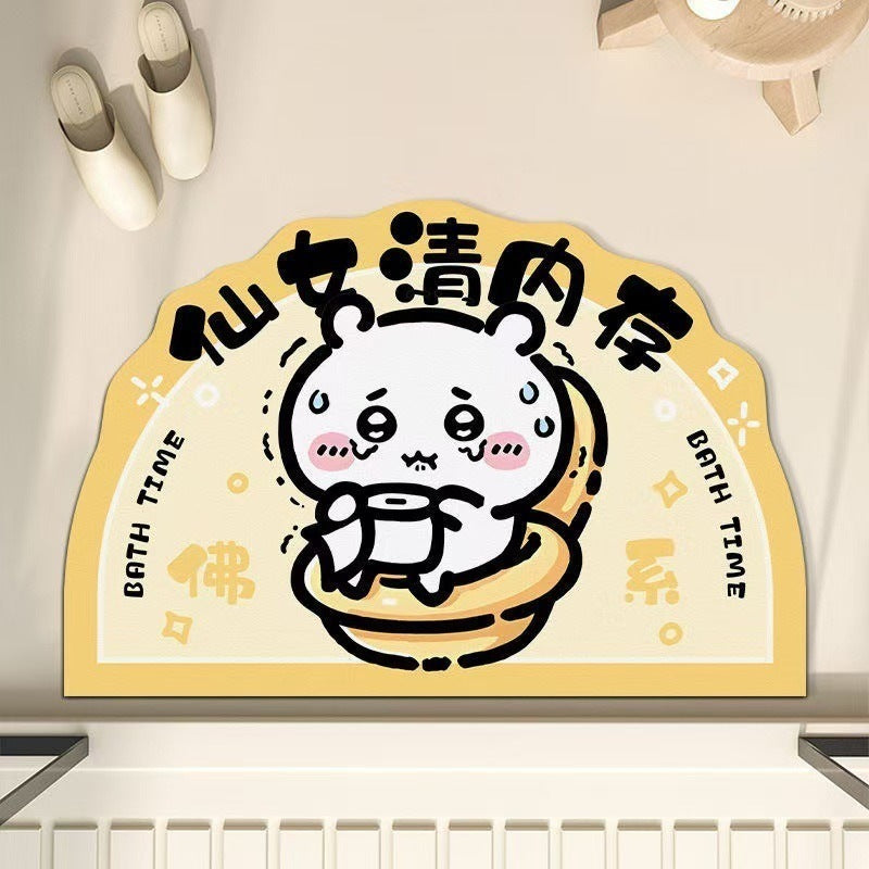 卡皮巴拉硅藻泥风格地垫浴室地垫厕所门口吸水脚垫玄关入户门垫